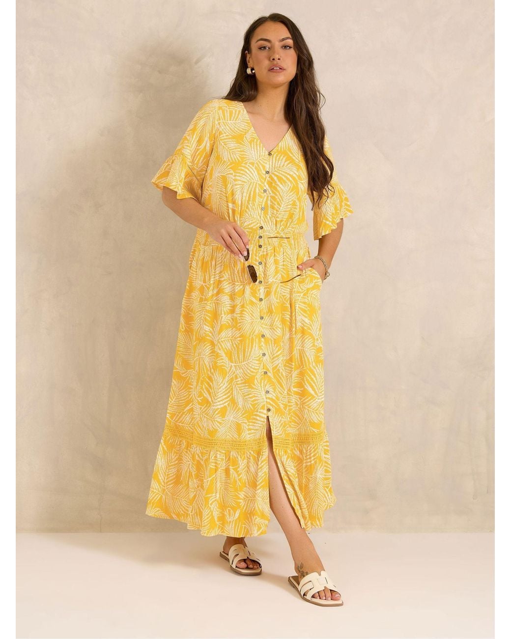 Evans Yellow Boho-Kleid