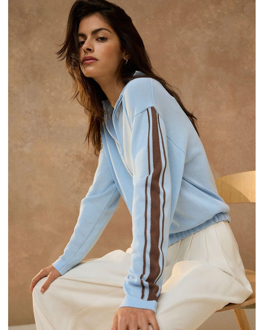 Next Blue Light Side Stripe Lightweight Funnel Neck Zip Jacket