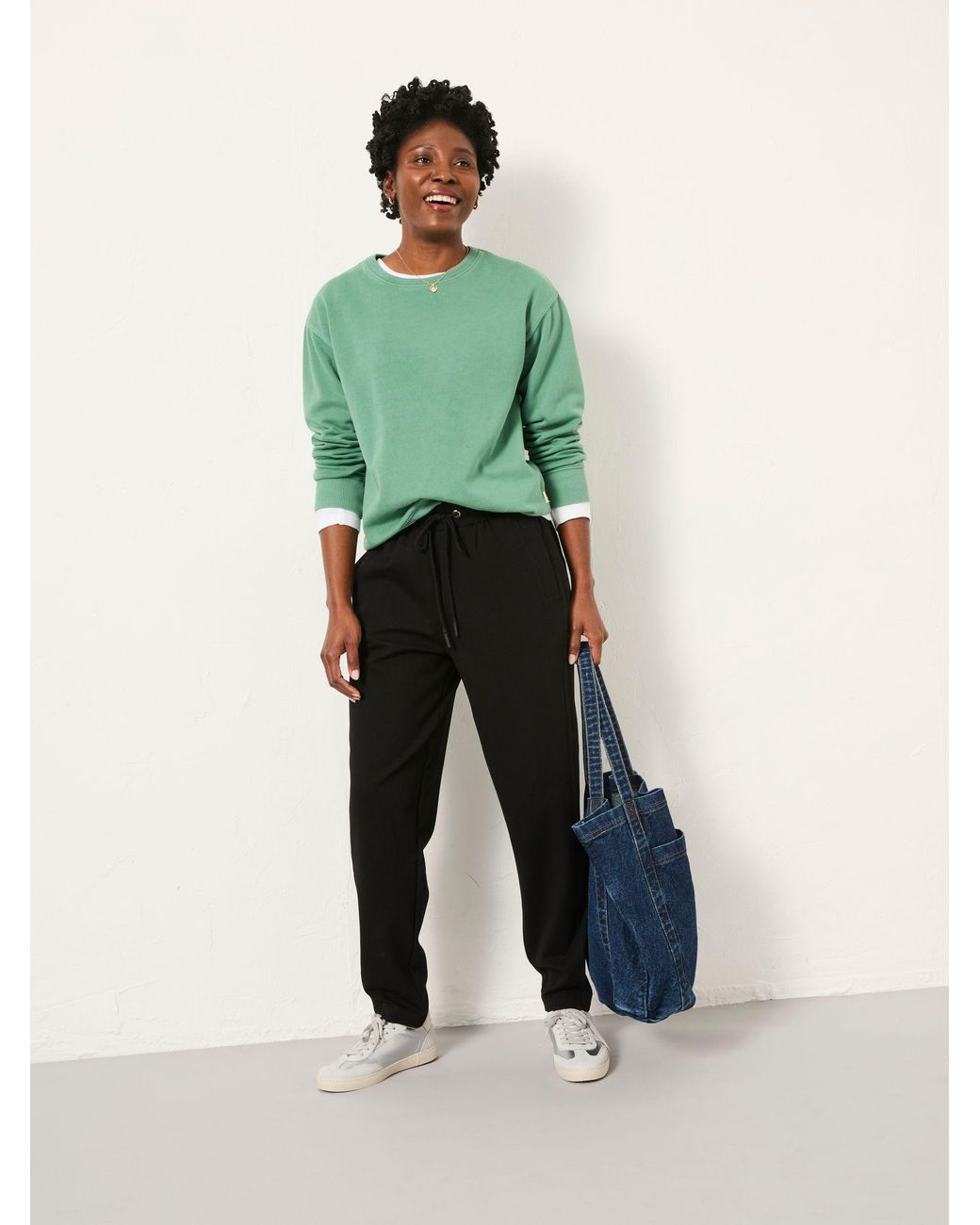 FatFace Black Cleo Tapered Leg Ponte Trouser