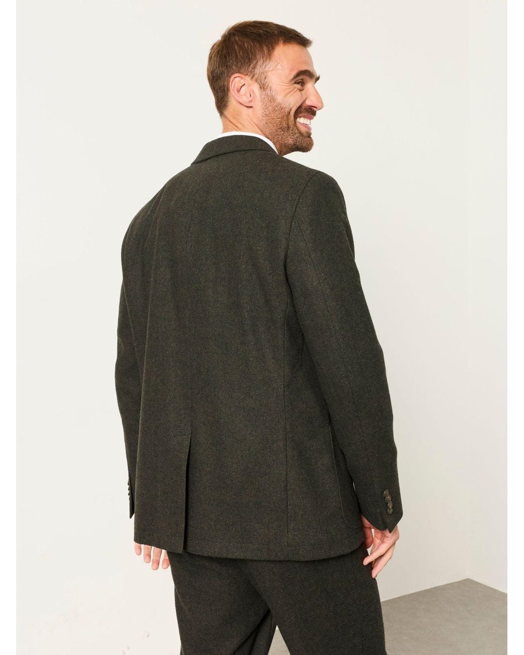 FatFace Brown Fatface Witley Dark Regular Fit Wool Mix Micro Check Blazer for men