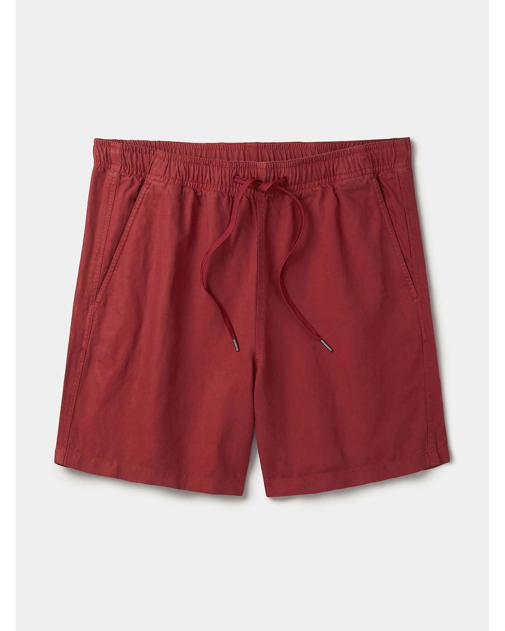 aubi Red Whithorn Linen Drawstring Shorts for men