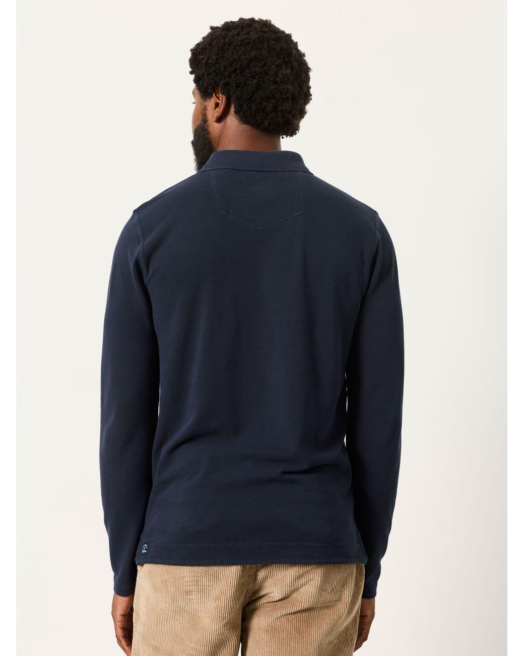 FatFace Blue Fatface Long Sleeve Pique Polo Shirt for men