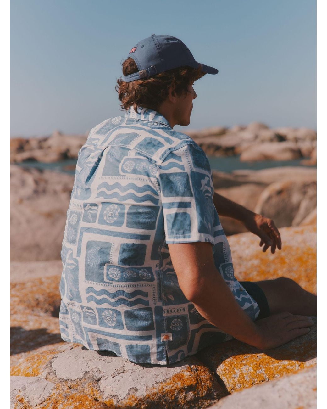 FatFace Blue Short Sleeve Mcs Tile Print Shirt for men