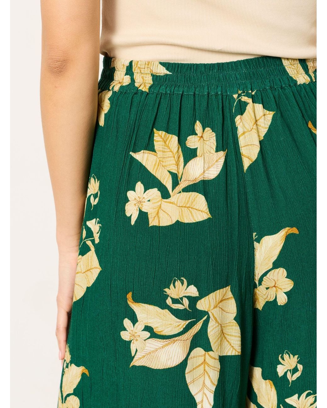 FatFace Green Eliza Wide Leg Cropped Trouser