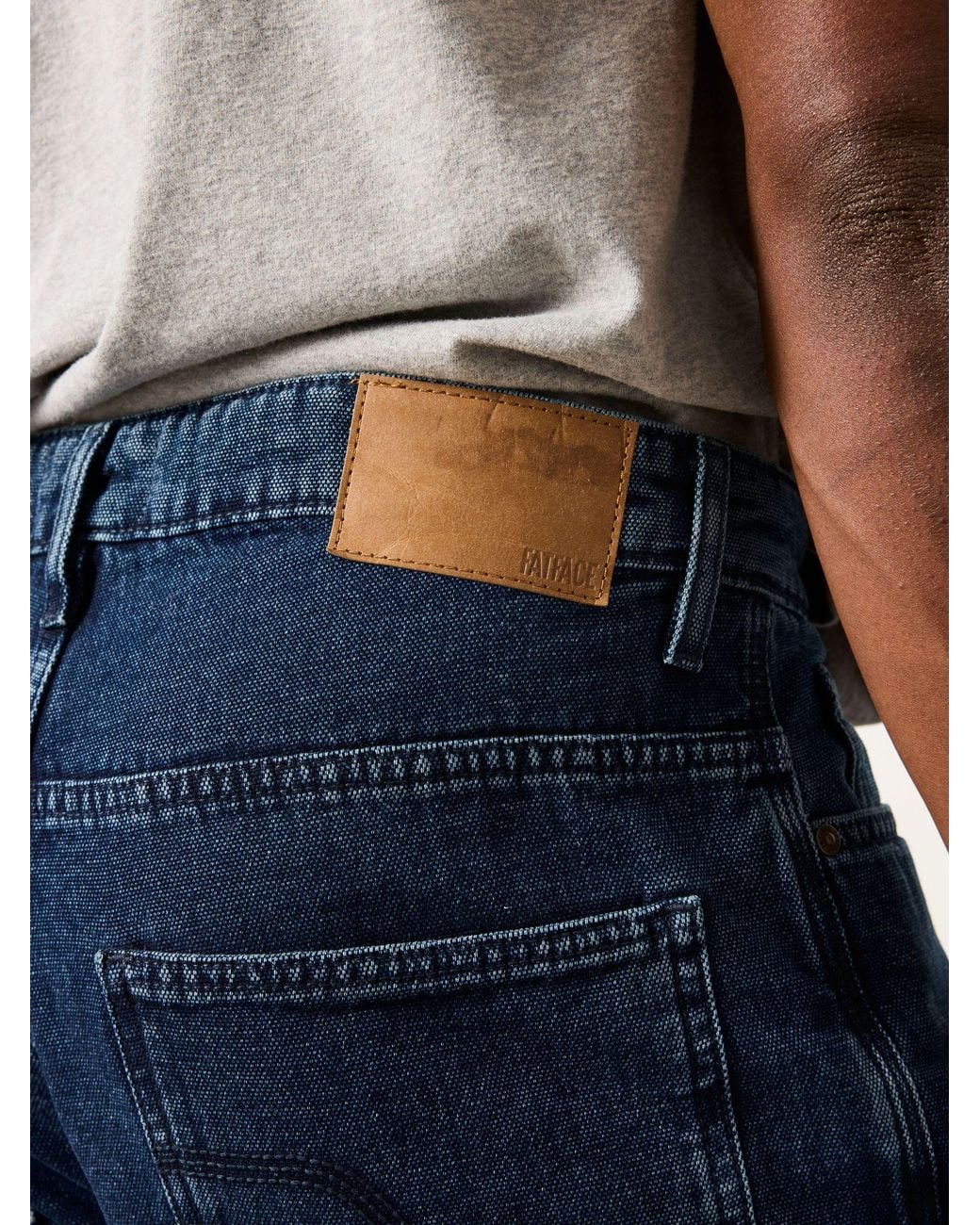 FatFace Blue Relaxed Straight Fit Canvas Weave Jeans for men
