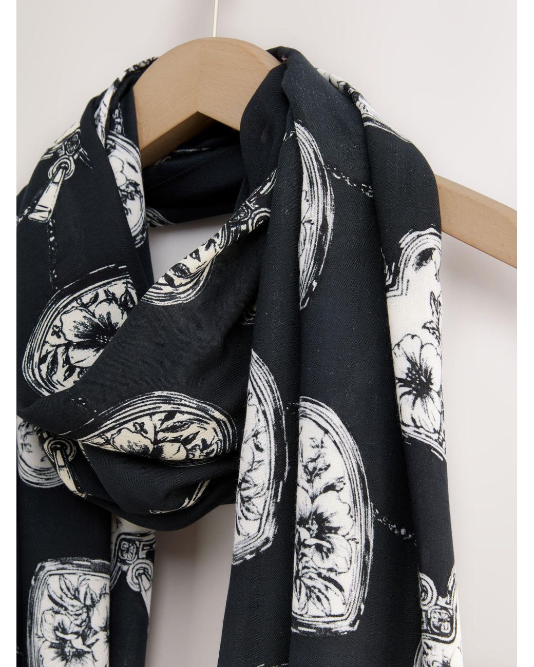 Next Natural Lightweight Scarf Mono Locket Print Scarf