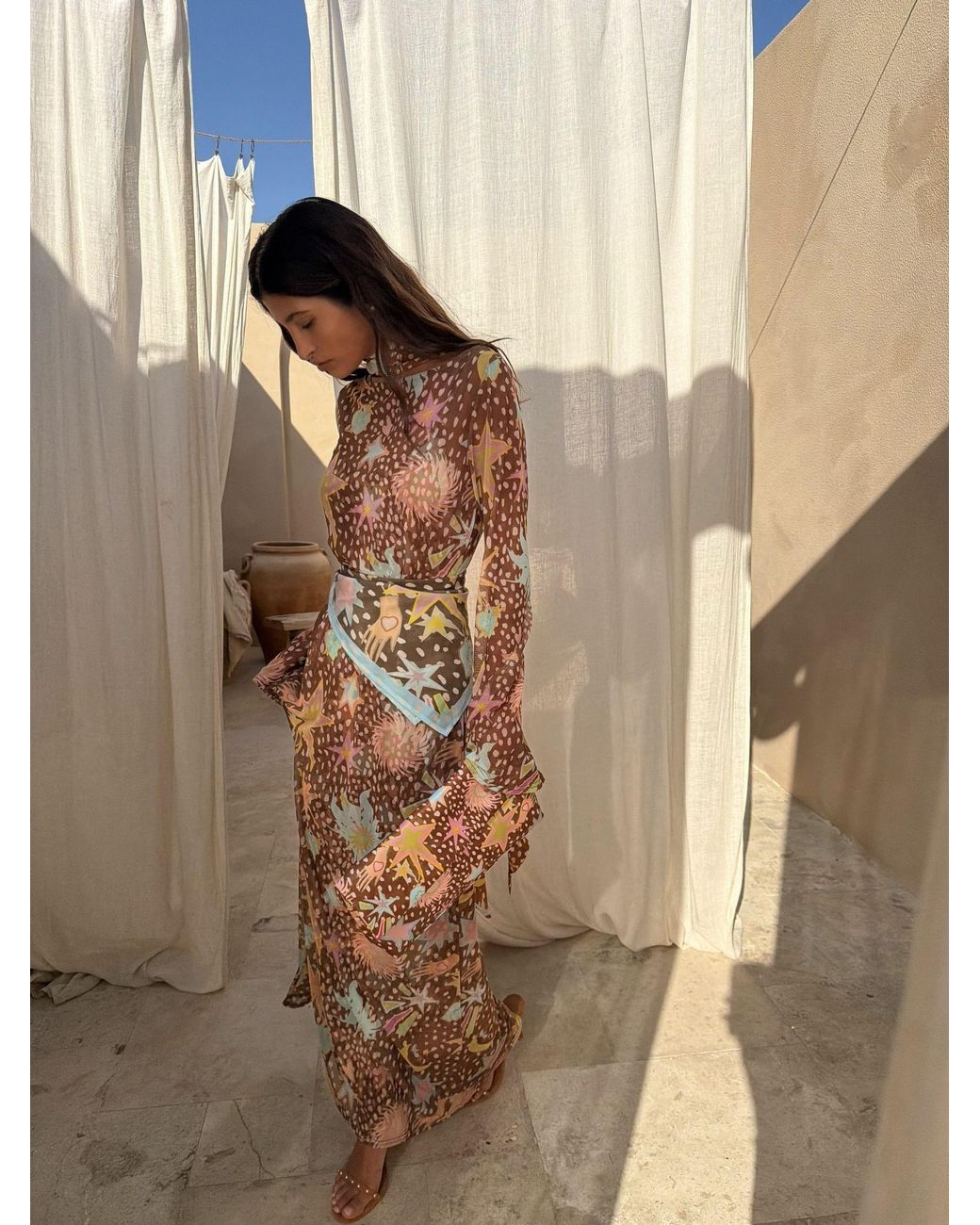 knee length dresses for ladies Never Fully Dressed Aria Mesh Dress in Blue Poppy Size main image 1