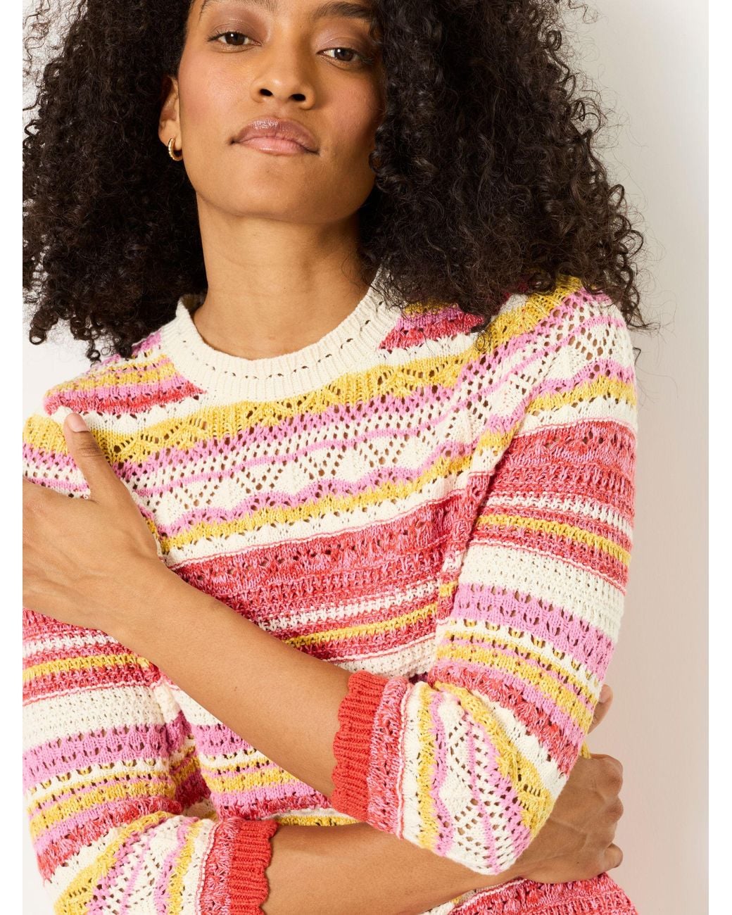 FatFace Red Rosalie Stripe Knitted Jumper