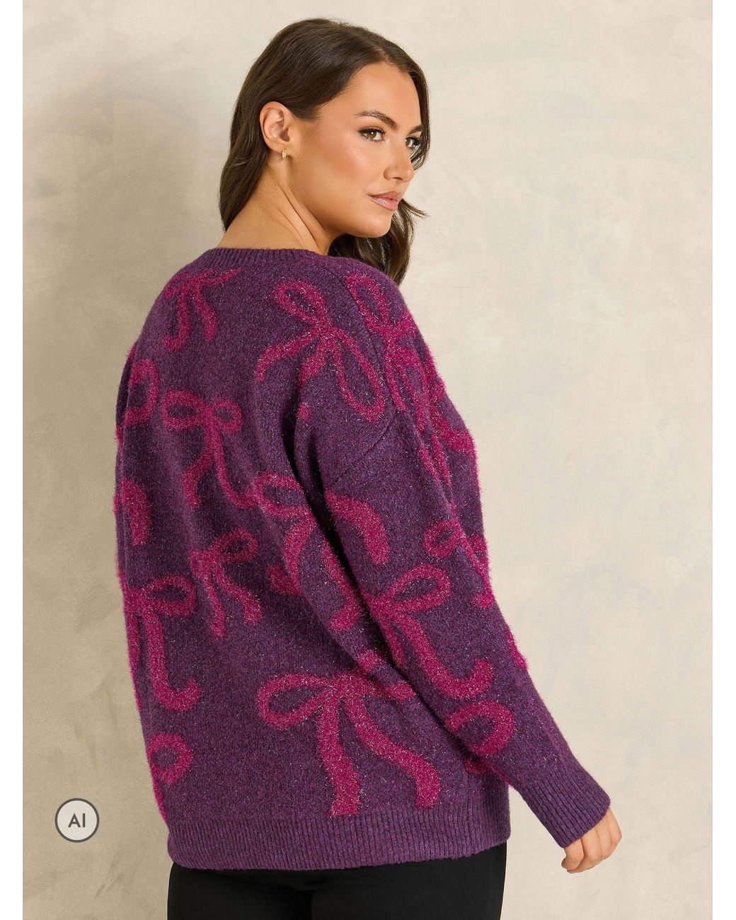 Evans Purple Sparkle Bow Pattern Jumper