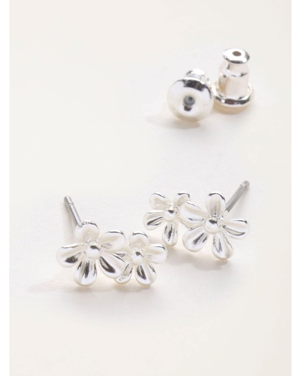 FatFace Black Double Flower Studs