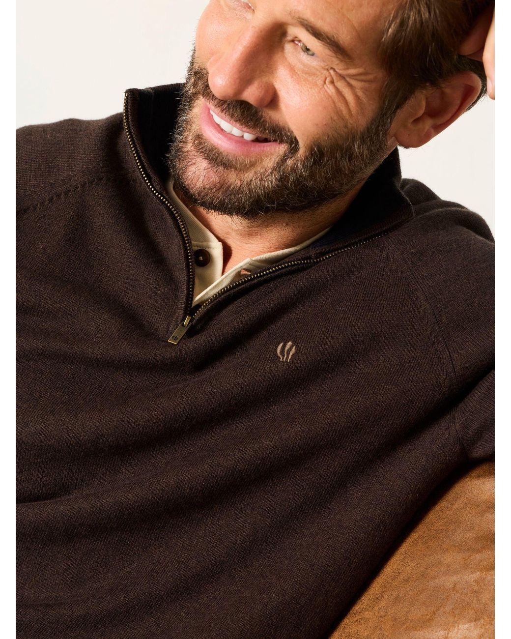 FatFace Black Rye Quarter Zip Knitted Jumper for men