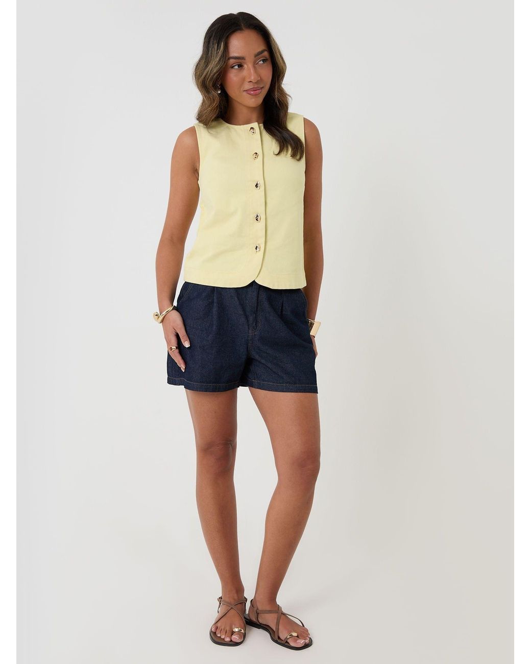 Threadbare Natural Denim Button Up Top