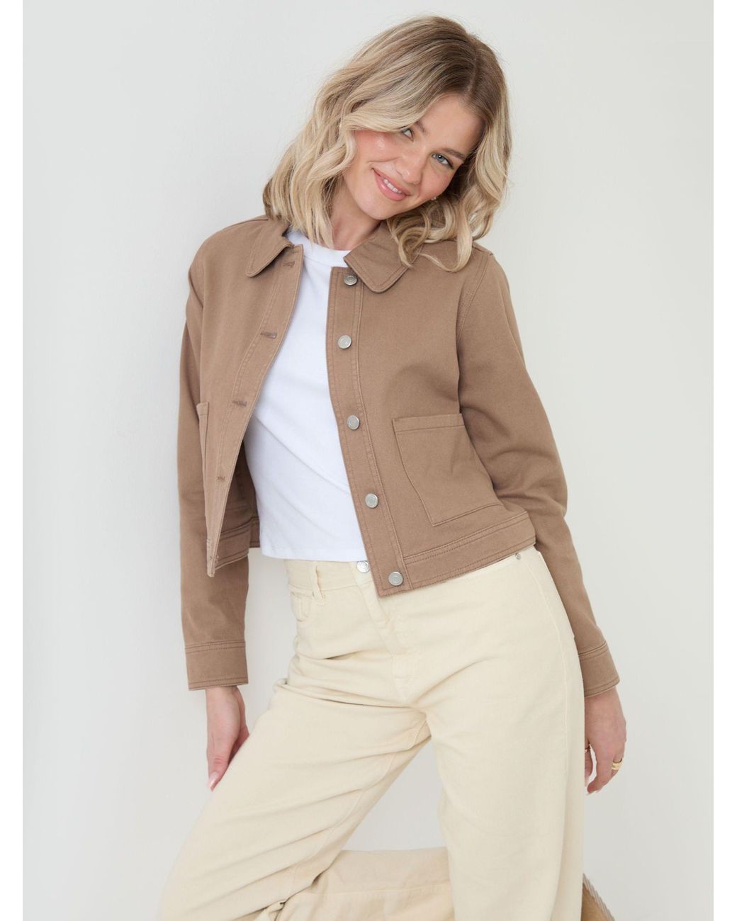 Threadbare Natural Denim Jacket With Patch Pockets