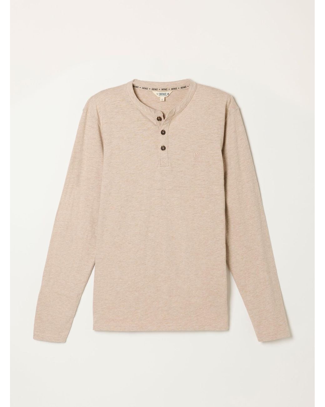 FatFace Natural Woodside Long Sleeve Henley Top for men