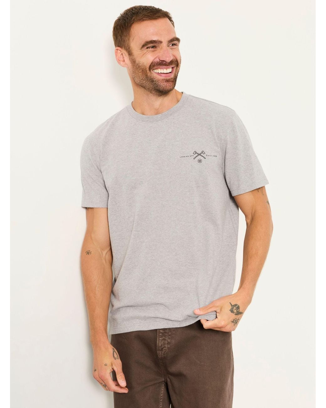 FatFace Gray Fatface Beaverjack Graphic T-Shirt for men