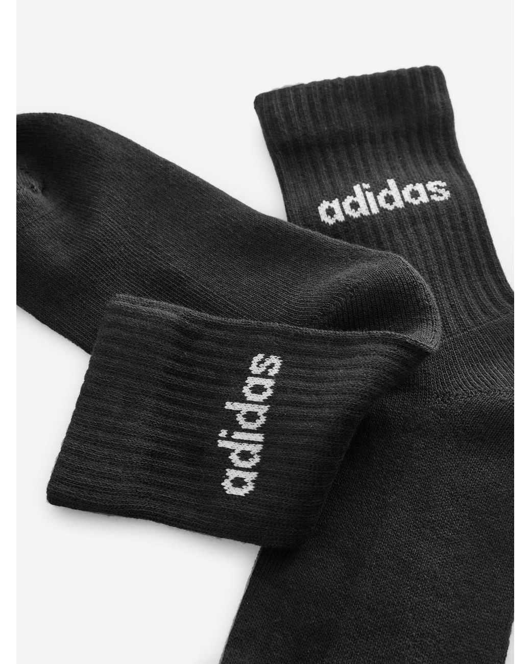 Adidas Black Linear Crew Cushioned Socks 3 Pack for men