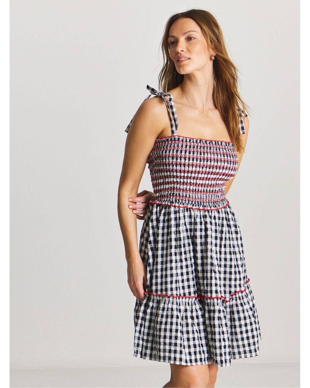 Simply Be Black Gingham Mini Beach Dress