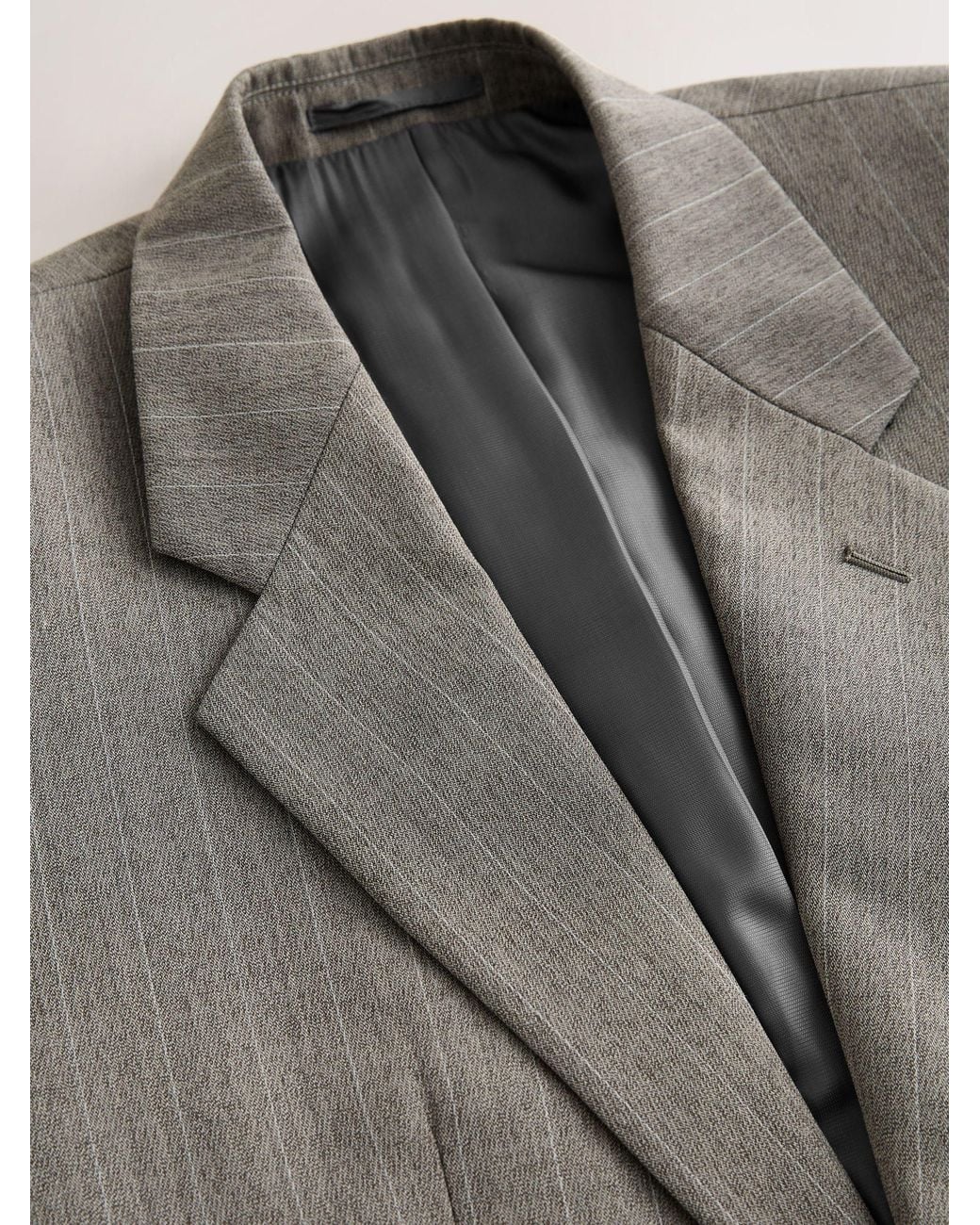 Next Gray Relaxed Fit Archive Striped Wool Blend Suit Jacket for men