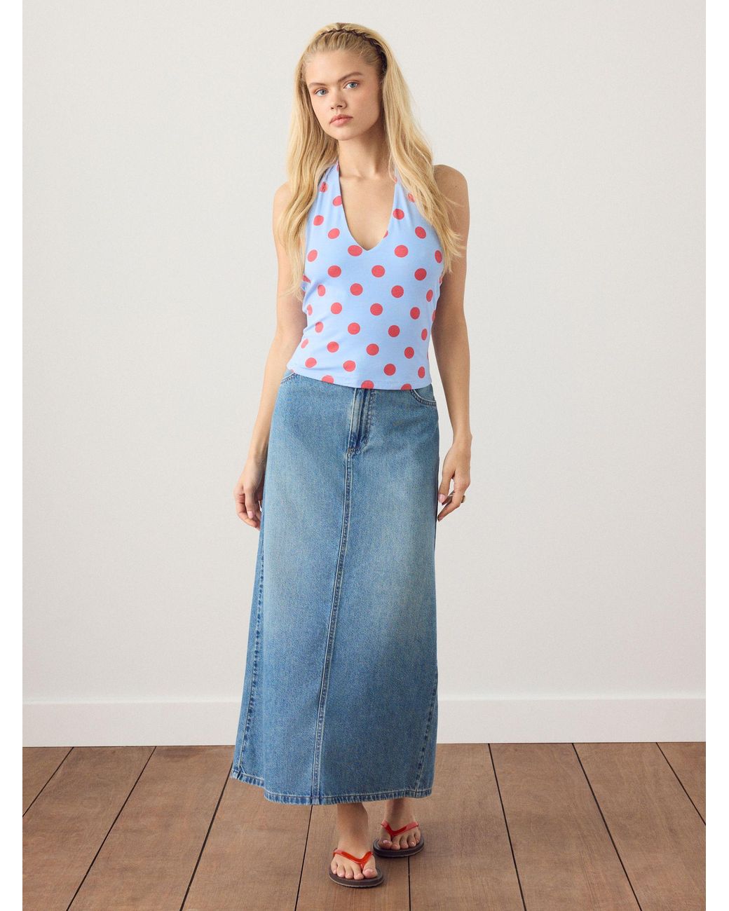 Next Blue Halter Neck Top