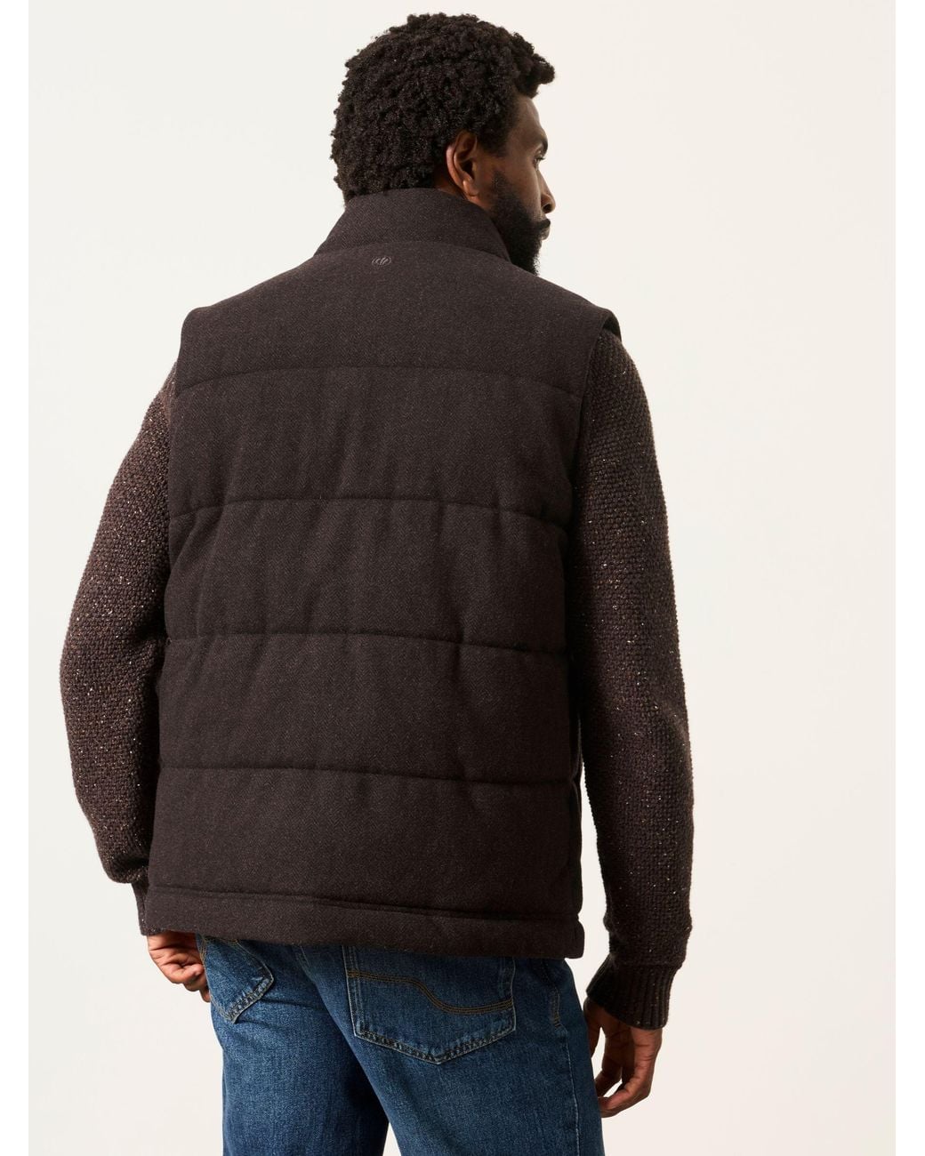 FatFace Black Tarn Herringbone Wool Mix Gilet for men