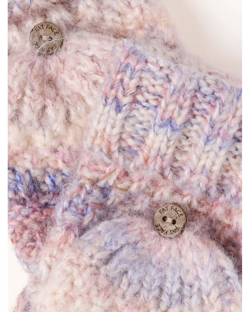 FatFace Pink Fatface Ivory Space Dye Overflap Mittens