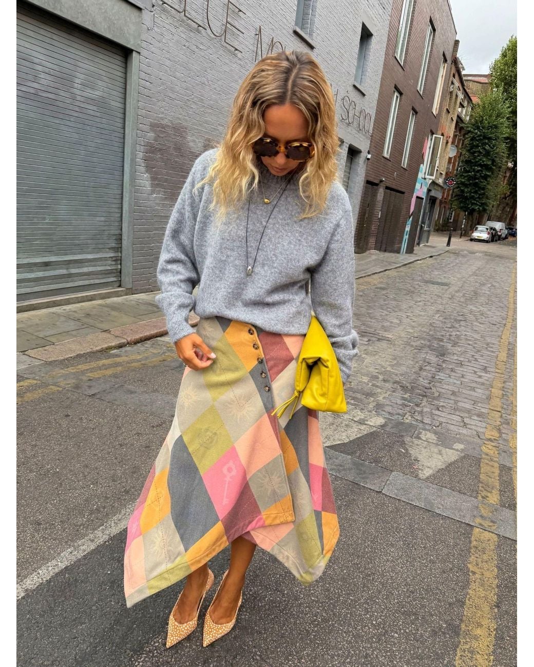 Never Fully Dressed Green Argyle Wool Skirt
