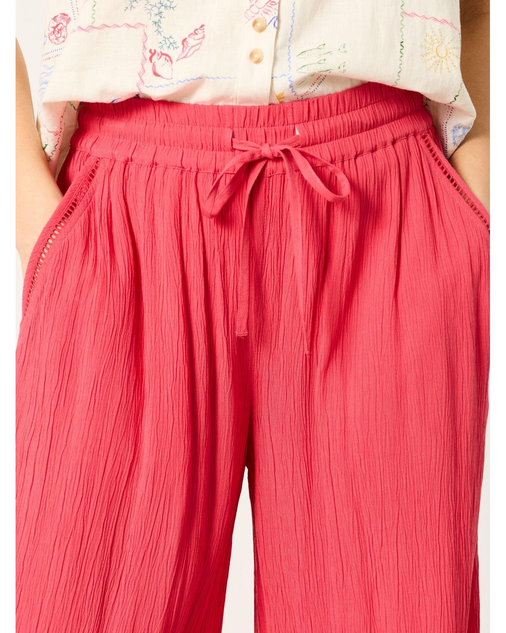 FatFace Red Melissa Palazzo Trousers