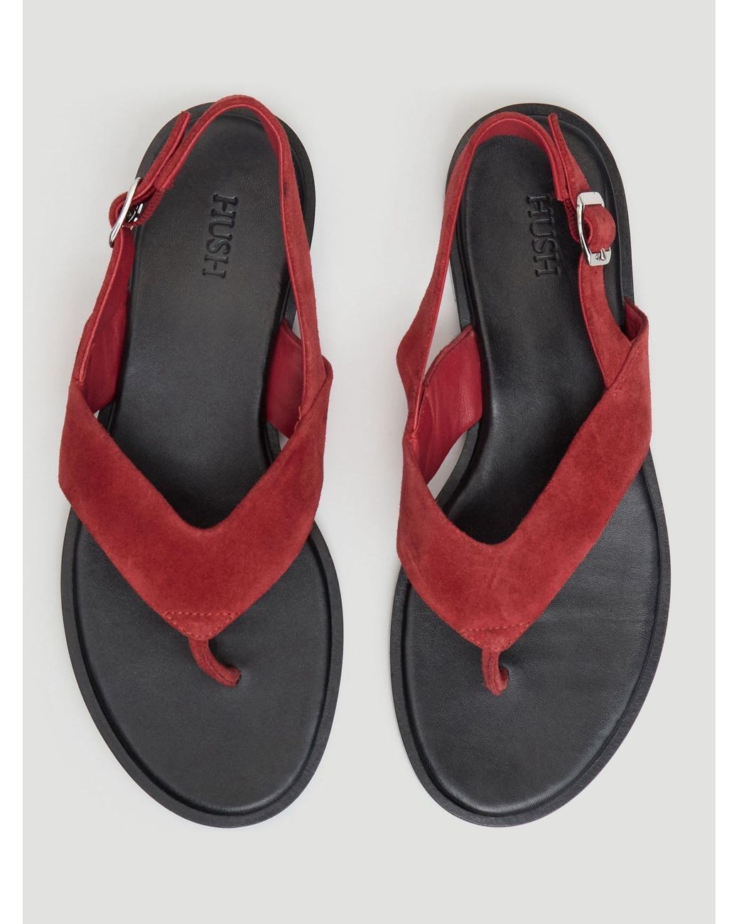 Hush Red Zenya Suede Toe Post Sandals