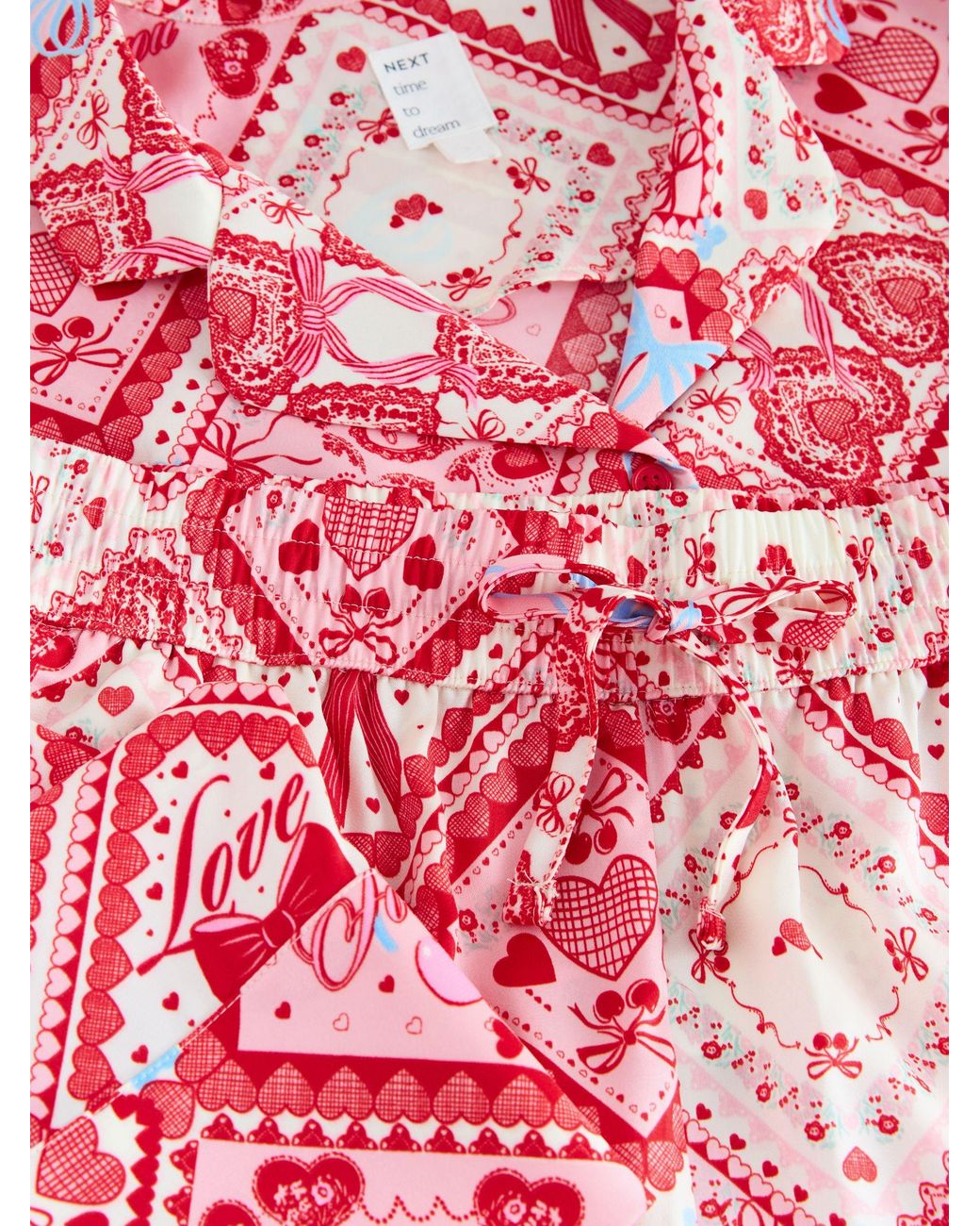 Next Pink Bows Satin Button Through Pyjamas