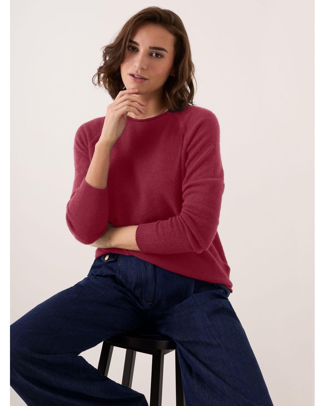 Celtic & Co. Red Studio Roll Edge Crew Neck Jumper