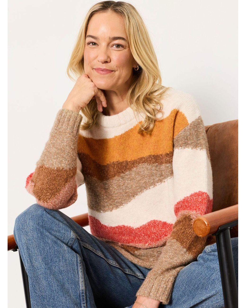 FatFace Natural Landscape Scene Knitted Crew Jumper