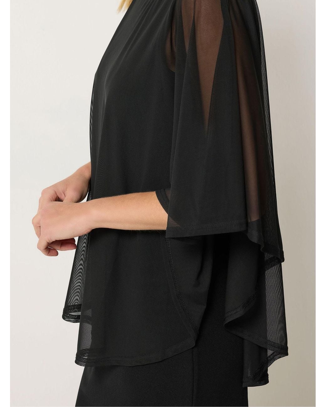 M Com Black Mesh Cape Dress
