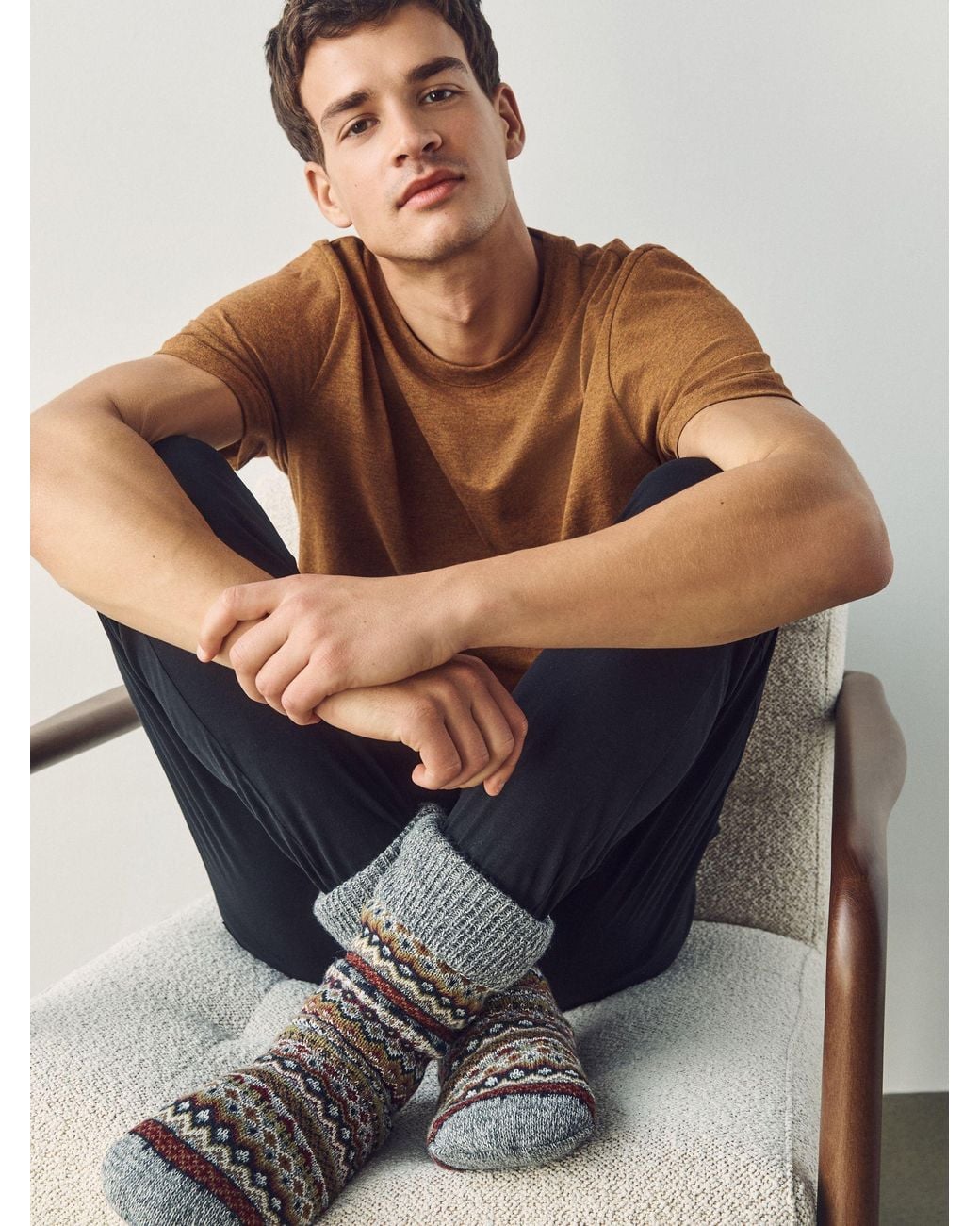 Next Gray Fairisle Slipper Socks With Grippers 1 Pack for men