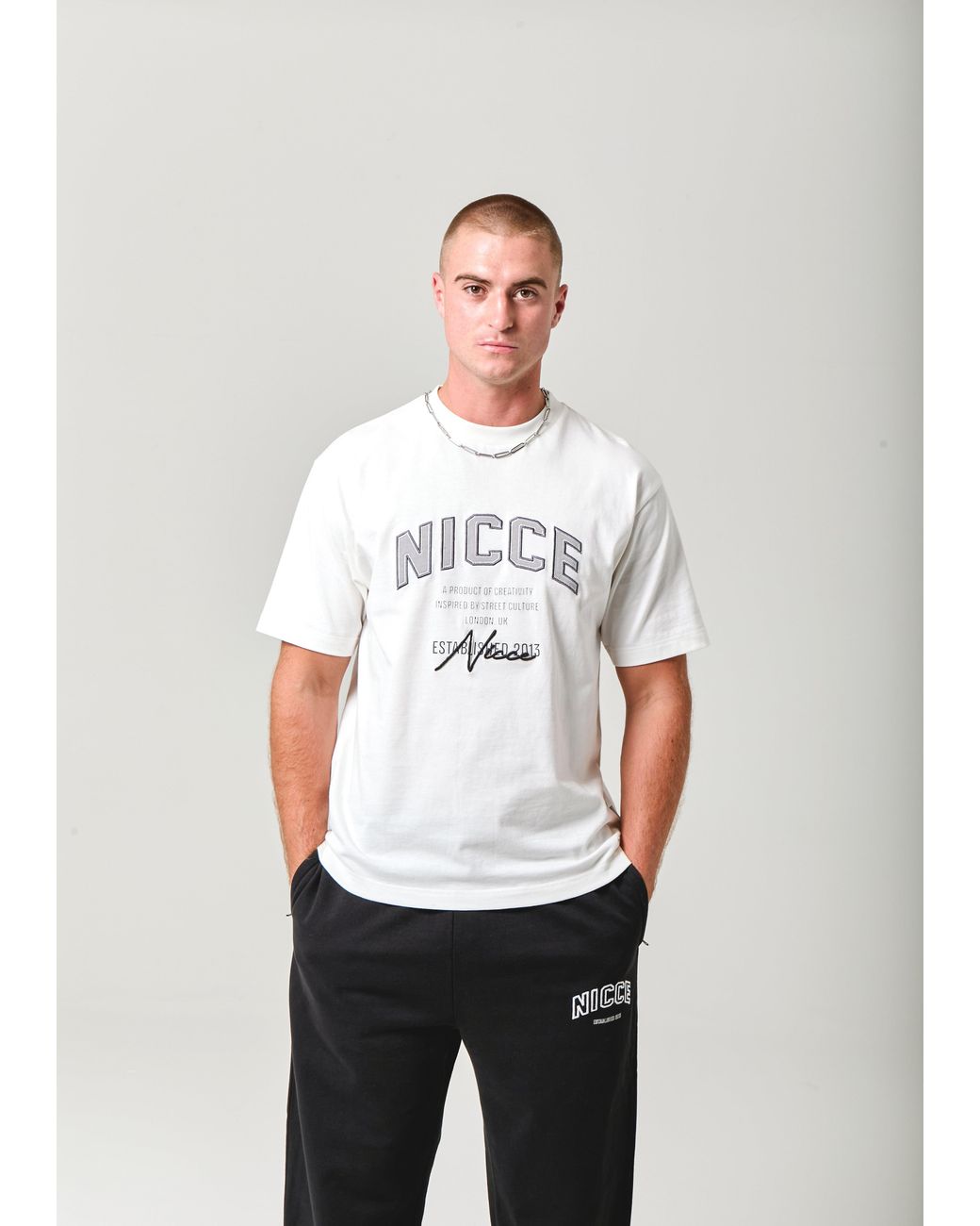 Nicce London White Elevate Oversized T-Shirt for men