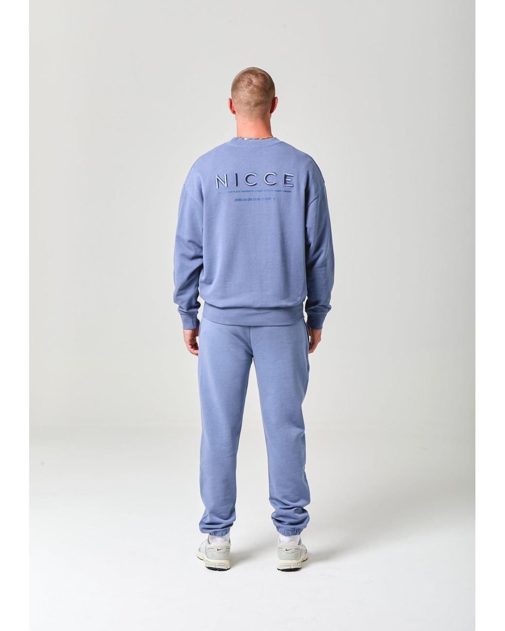 Nicce London Blue Script Essential Crew for men