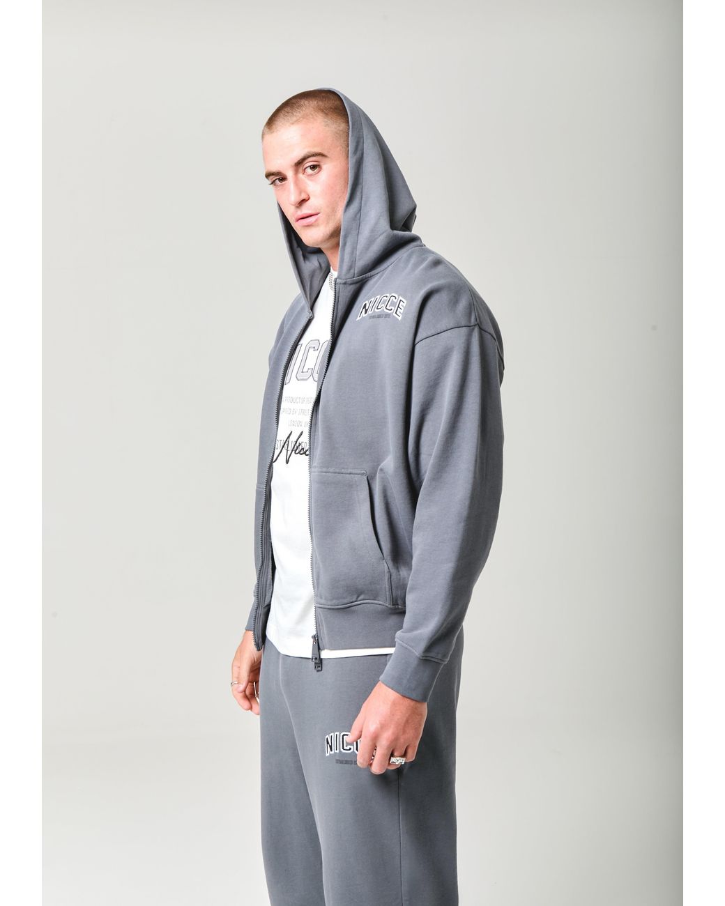 Nicce London Blue Elevate Zip Thru Hoodie for men