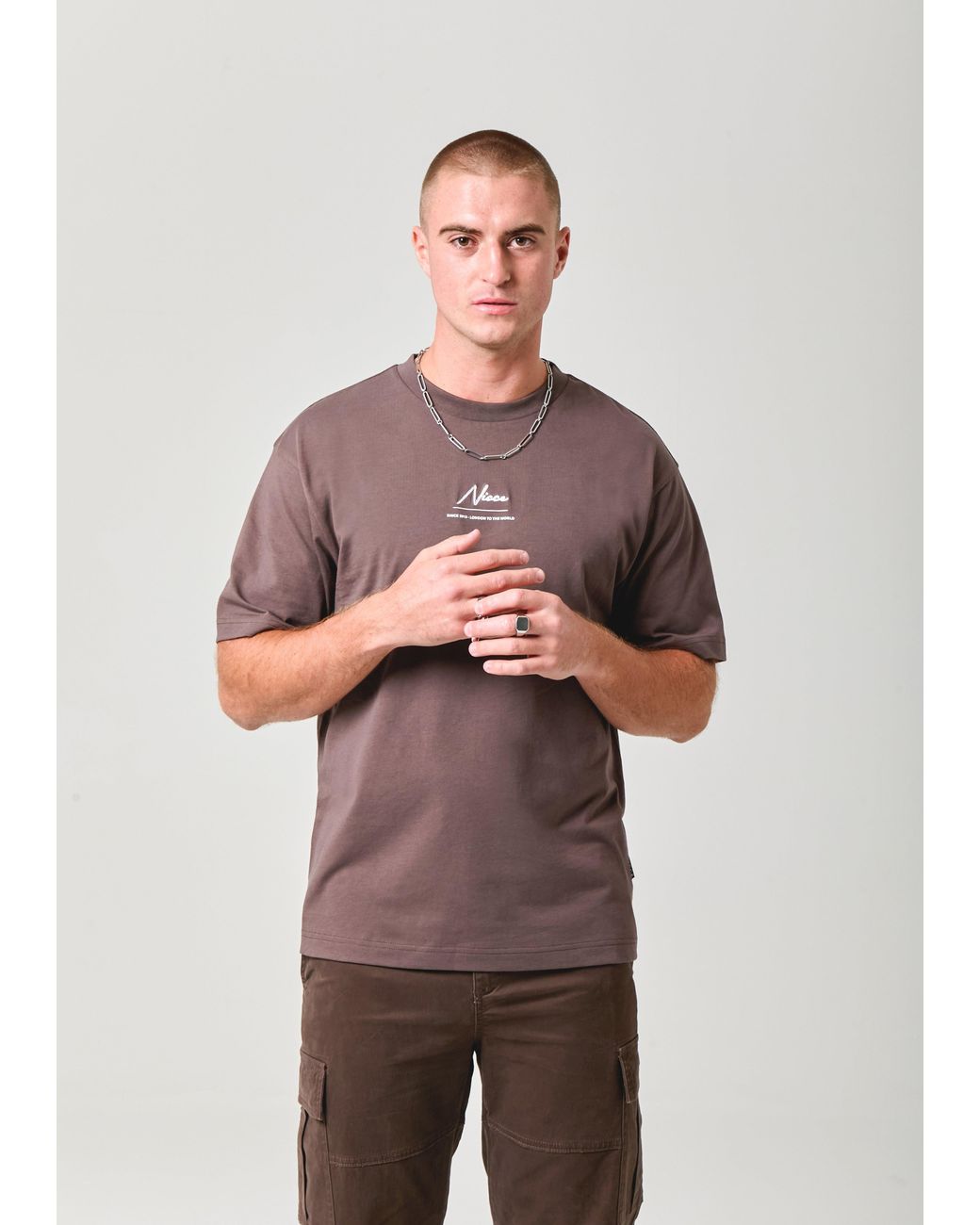 Nicce London Brown Exalt T-Shirt for men
