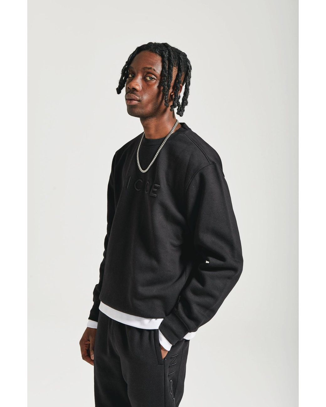 NICCE Multipacks Black Nicce Mercury Sweat & Jogger Tracksuit Set for men