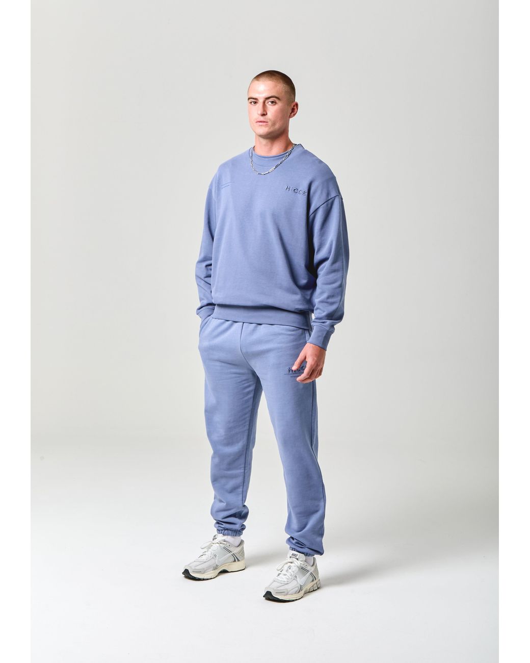 Nicce London Blue Script Essential Crew for men