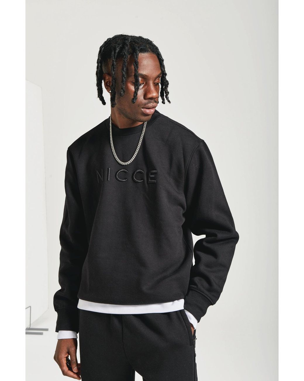 NICCE Multipacks Black Nicce Mercury Sweat & Jogger Tracksuit Set for men