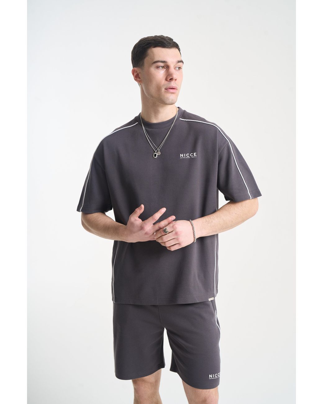 Nicce London Blue Piper T-Shirt & Shorts Set for men