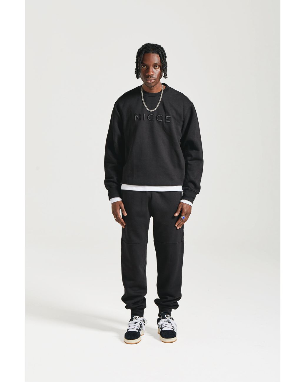 NICCE Multipacks Black Nicce Mercury Sweat & Jogger Tracksuit Set for men