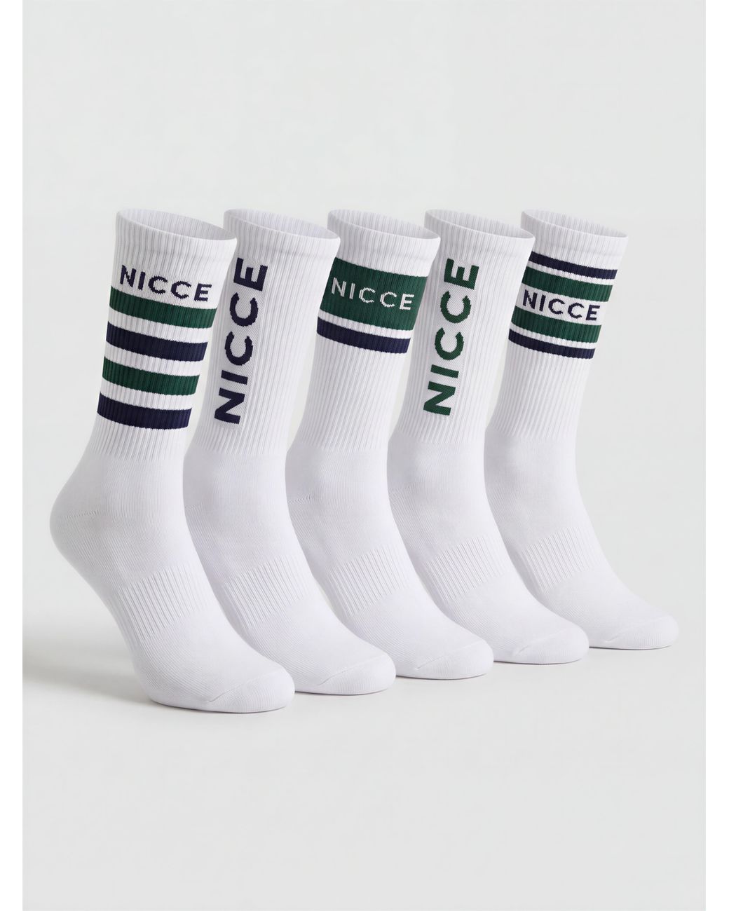 Nicce London White 5 Pack Crew-Cooper Socks for men