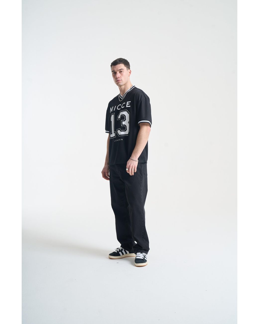 Nicce London Black Pitched Football Shirt for men