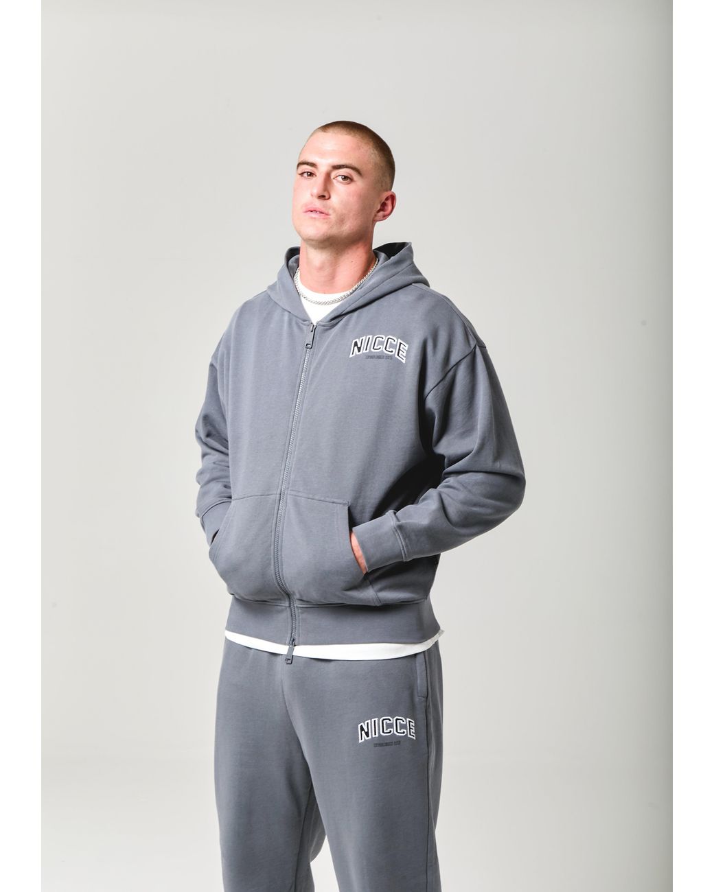 Nicce London Blue Elevate Zip Thru Hoodie for men