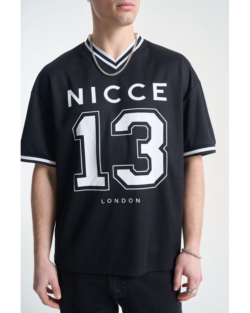 Nicce London Black Pitched Football Shirt for men