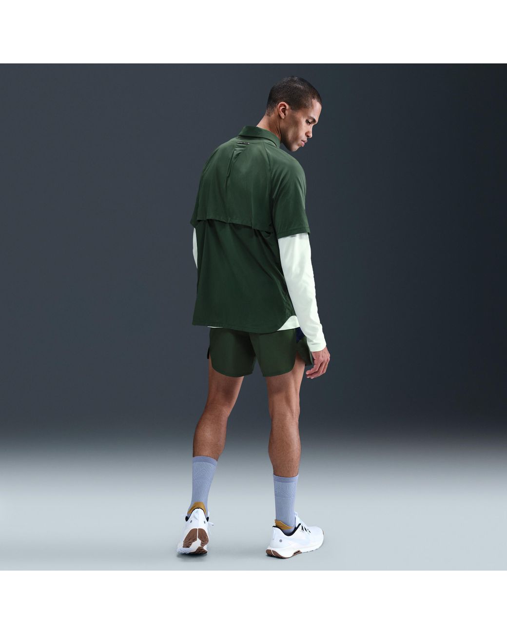 Nike Trail Dri-Fit Uv Running Button-Up Shirt in Green for Men | Lyst