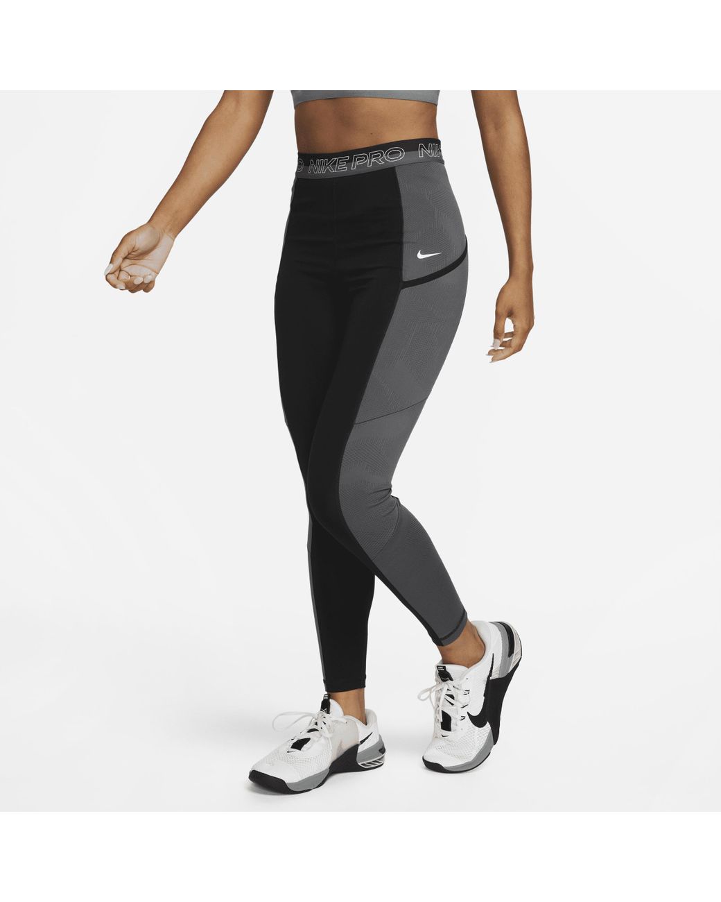 Nike Pro High-waisted 7/8 Training Leggings With Pockets in Black | Lyst