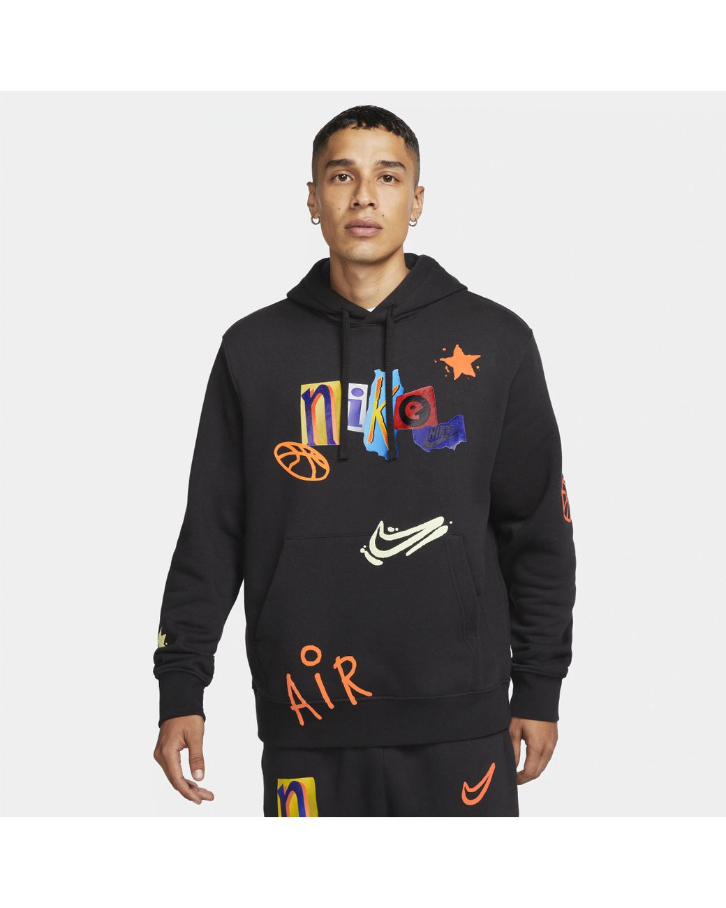 mens nike club hoodie black