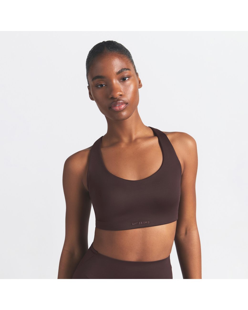 Nike Skims Shine Racerback Bra in Brown | Lyst